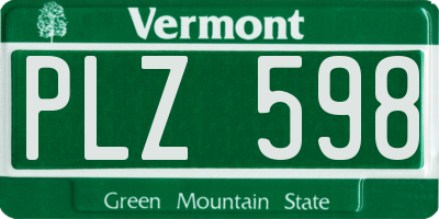 VT license plate PLZ598