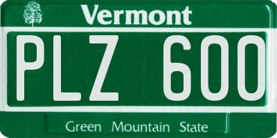 VT license plate PLZ600