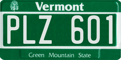 VT license plate PLZ601