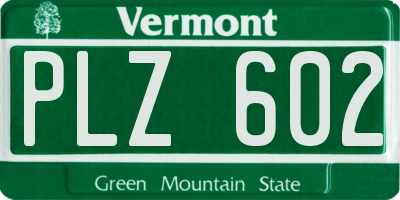 VT license plate PLZ602