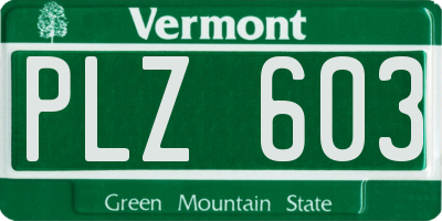 VT license plate PLZ603