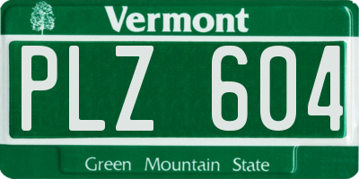 VT license plate PLZ604