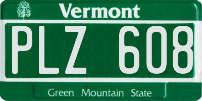 VT license plate PLZ608