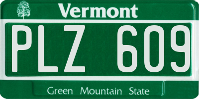 VT license plate PLZ609