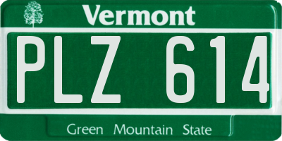 VT license plate PLZ614
