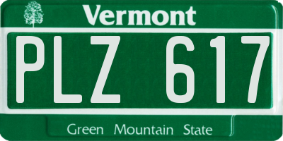 VT license plate PLZ617