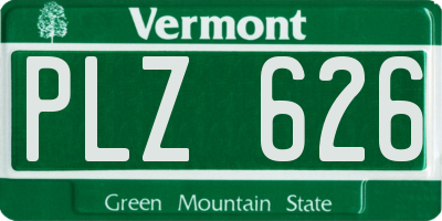 VT license plate PLZ626