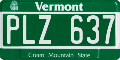 VT license plate PLZ637