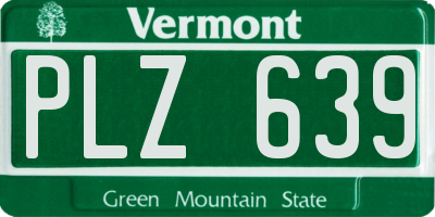 VT license plate PLZ639