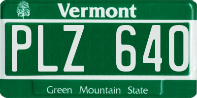 VT license plate PLZ640