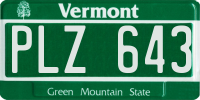 VT license plate PLZ643