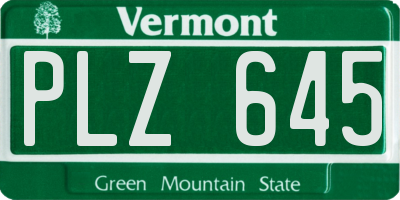 VT license plate PLZ645