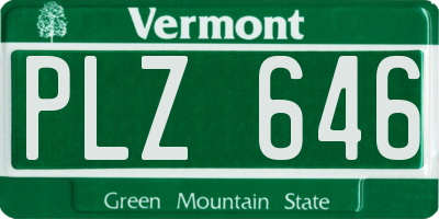 VT license plate PLZ646