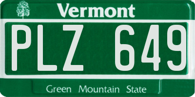 VT license plate PLZ649