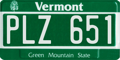 VT license plate PLZ651