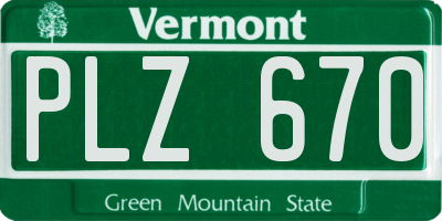 VT license plate PLZ670