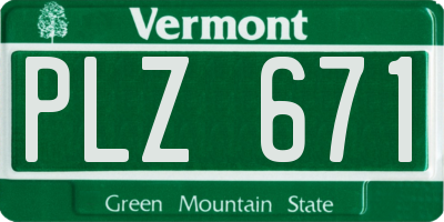VT license plate PLZ671