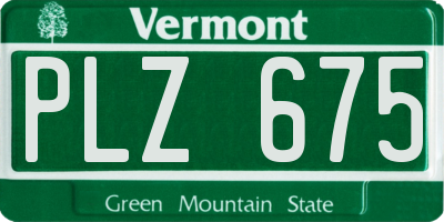 VT license plate PLZ675
