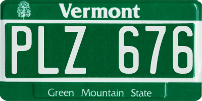 VT license plate PLZ676