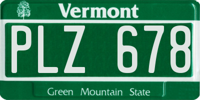 VT license plate PLZ678