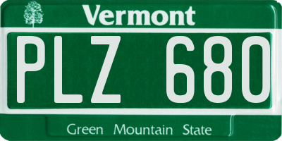 VT license plate PLZ680
