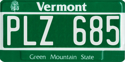 VT license plate PLZ685
