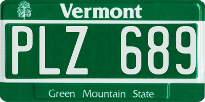 VT license plate PLZ689