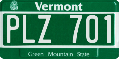 VT license plate PLZ701