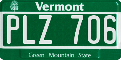 VT license plate PLZ706
