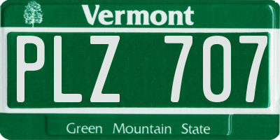 VT license plate PLZ707