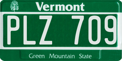 VT license plate PLZ709