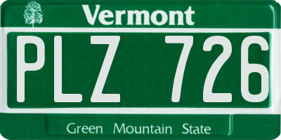 VT license plate PLZ726