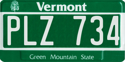 VT license plate PLZ734