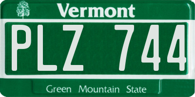 VT license plate PLZ744