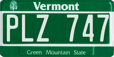 VT license plate PLZ747