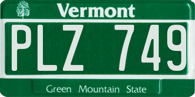 VT license plate PLZ749