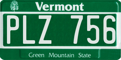 VT license plate PLZ756