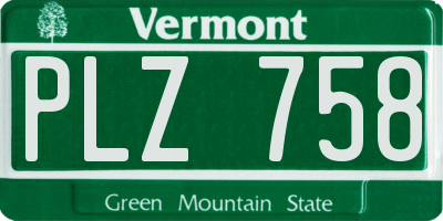 VT license plate PLZ758