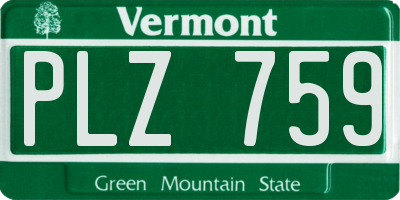 VT license plate PLZ759
