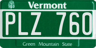 VT license plate PLZ760