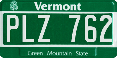 VT license plate PLZ762