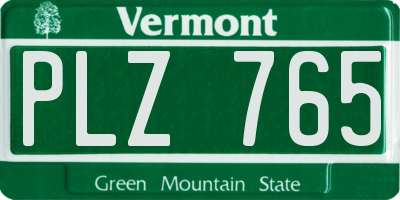 VT license plate PLZ765