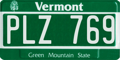 VT license plate PLZ769