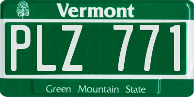 VT license plate PLZ771
