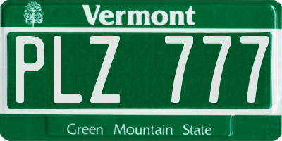 VT license plate PLZ777