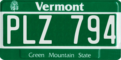 VT license plate PLZ794