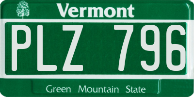 VT license plate PLZ796