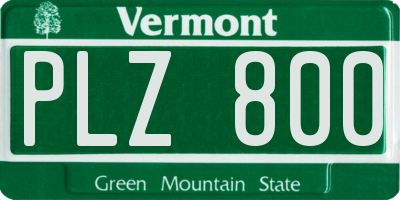 VT license plate PLZ800