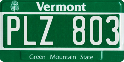 VT license plate PLZ803