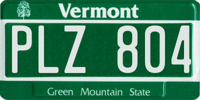 VT license plate PLZ804
